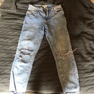 Lightly Acid Wash Boyfriend Jeans